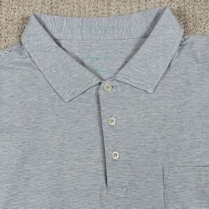 B Draddy Mens XL Blue Striped Pima Cotton Golf Polo Shirt